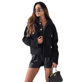 New Fashion Style Solid Color Polo Collar Tweed Coat Women - Lifestil. www.Lifestil.net