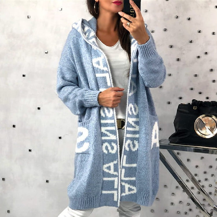 Fashion Style Cardigan Hooded Knitted Women&