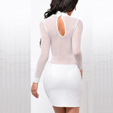 Fashion Style Long Sleeved Round Neck Mesh Stitching Dress - Lifestil. www.Lifestil.net