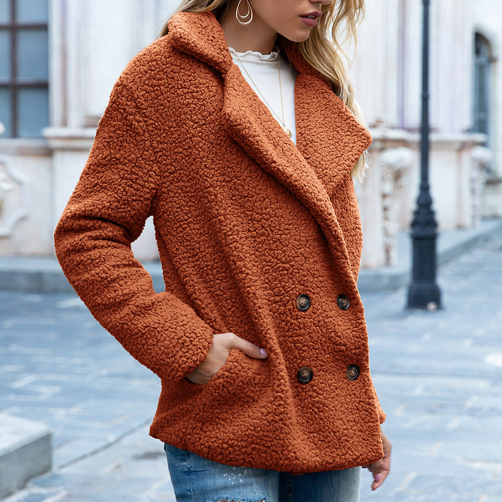 Loose Lapel Fluffy Coat Winter Button Jacket Cardigan - Lifestil. www.Lifestil.net