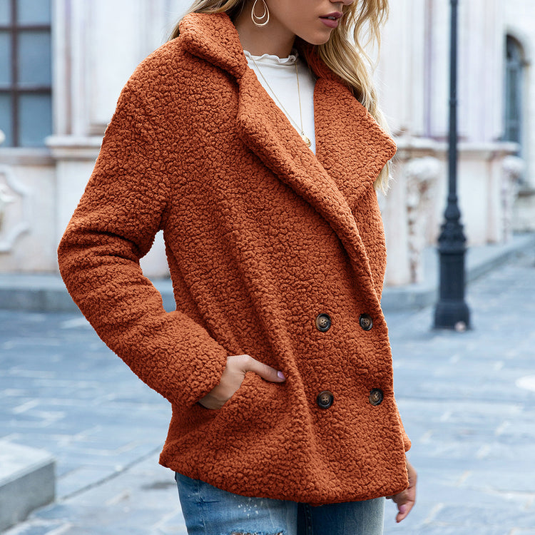 Loose Lapel Fluffy Coat Winter Button Jacket Cardigan - Lifestil. www.Lifestil.net