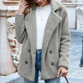 Loose Lapel Fluffy Coat Winter Button Jacket Cardigan - Lifestil. www.Lifestil.net