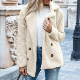 Loose Lapel Fluffy Coat Winter Button Jacket Cardigan - Lifestil. www.Lifestil.net