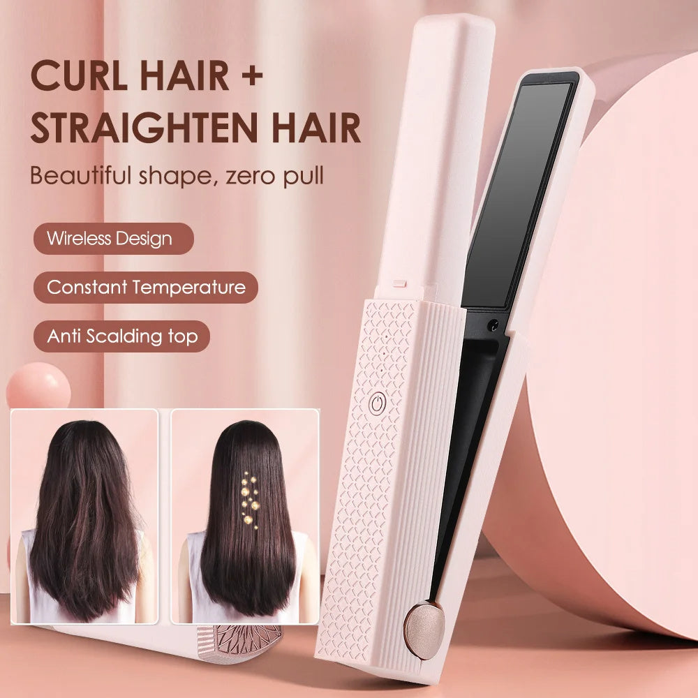 Hair Straightener Cordless Usb Hair Straightener Mini Ceramics Hair Curler 3 Constant Temperature Portable Flat Iron For Travel - Lifestil. www.Lifestil.net