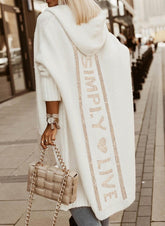 Fashion Style New Long Hooded Letter Print Color Blocking - Lifestil. www.Lifestil.net