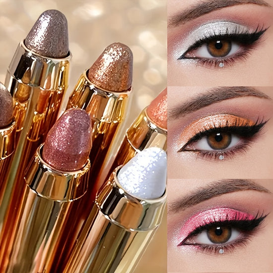Double-Sided Eyeshadow Stick Set – 6pcs Glitter & Shimmer