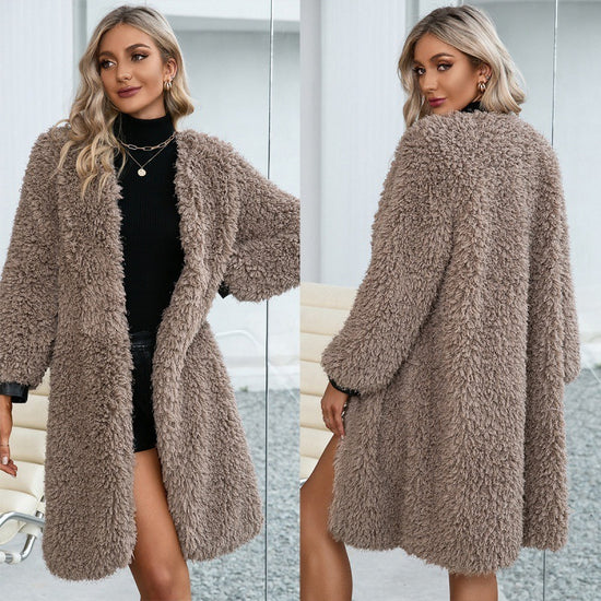 Elegant Loose Casual Fur Coat of Medium Length Foreign Trade