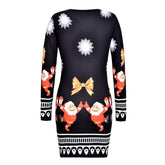 Long sleeve crew neck Christmas print sexy dress - Lifestil. www.Lifestil.net