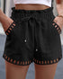 Black Hollow-Out High-Rise Casual Shorts for Women - Lifestil Boutique