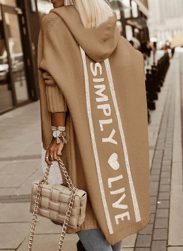 Fashion Style New Long Hooded Letter Print Color Blocking - Lifestil. www.Lifestil.net