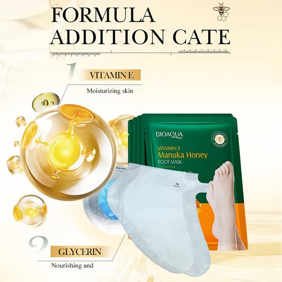 5 Pairs of Bioaqua Foot Masks with Vitamin E and Honey