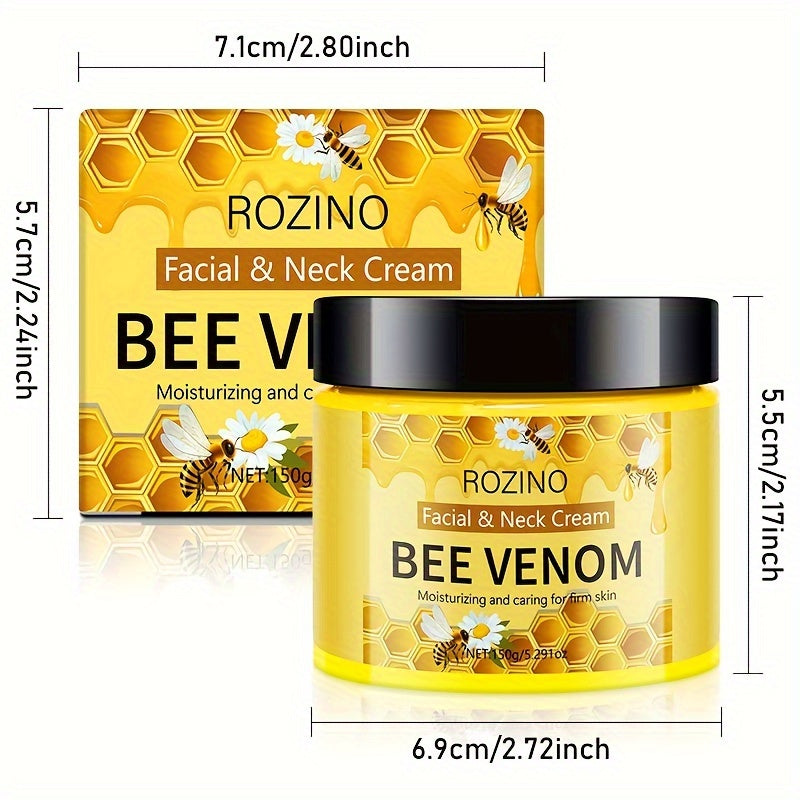 ROZINO Bee Venom Face & Neck Cream, 150g - Hypoallergenic, Moisturizing & Firming, Brightens Skin Tone, Smoothens Skin Texture, Anti-Wrinkle Skincare for Dry Skin, with Honey, Aloe Vera & Chamomile, for All Skin Types, Revita - Lifestil. www.Lifestil.net