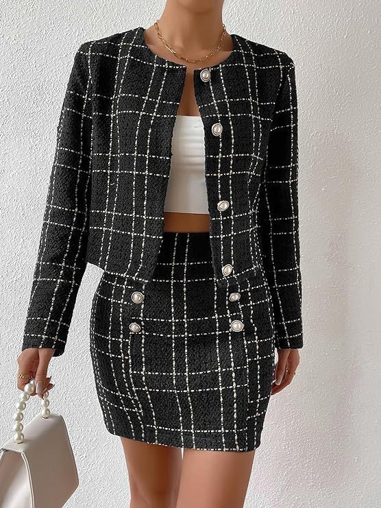 women’s plaid button jacket