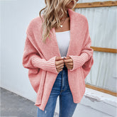 New Loose Knitted Sweater Solid Color Bat Sleeve Large Lapel Cardigan Autumn And Winter Fashion Jacket For Women Clothing - Lifestil. www.Lifestil.net