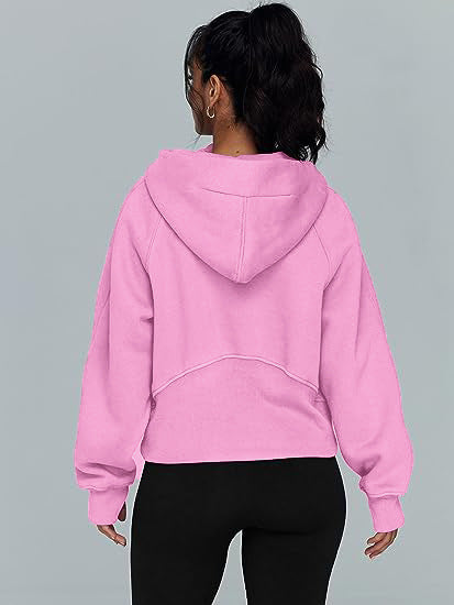 Zipper Hoodies Sweatshirts With Pocket Loose Sport Tops Long Sleeve Pullover Sweaters Winter Fall Outfits Women Clothing - Lifestil. www.Lifestil.net