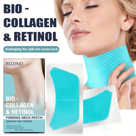 Bio-collagen neck mask, 5 pcs, Jojoba Neck Tightening Patch Mask; Collagen; Vitamin E