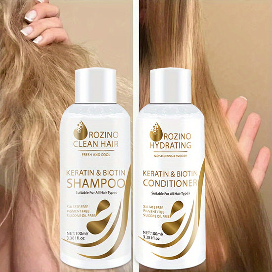 Instant & Protection for All Hair Types, Keratin & Biotin Volumizing Shampoo and Conditioner Set – Deep Nourishment, Smoothing, Strengthening Roots with Heat-Protective Keratin Essence, Healthy Hair Care - Lifestil. www.Lifestil.net
