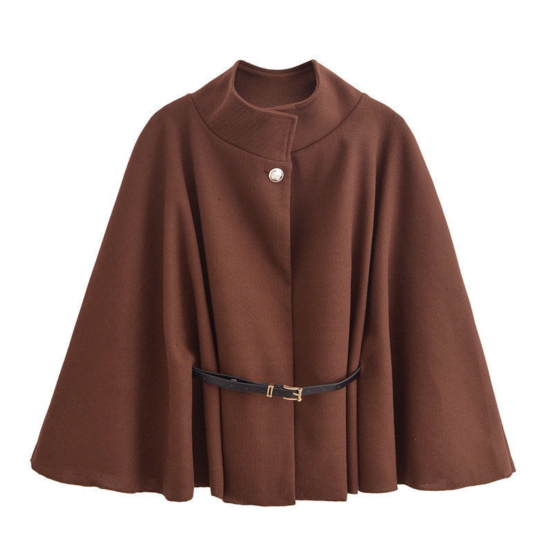 New Stand Collar Batwing Sleeves Cloak Top With Belt Ins Fashion Temperament Jacket Woolen Sweater Outwear For Women Clothing - Lifestil. www.Lifestil.net