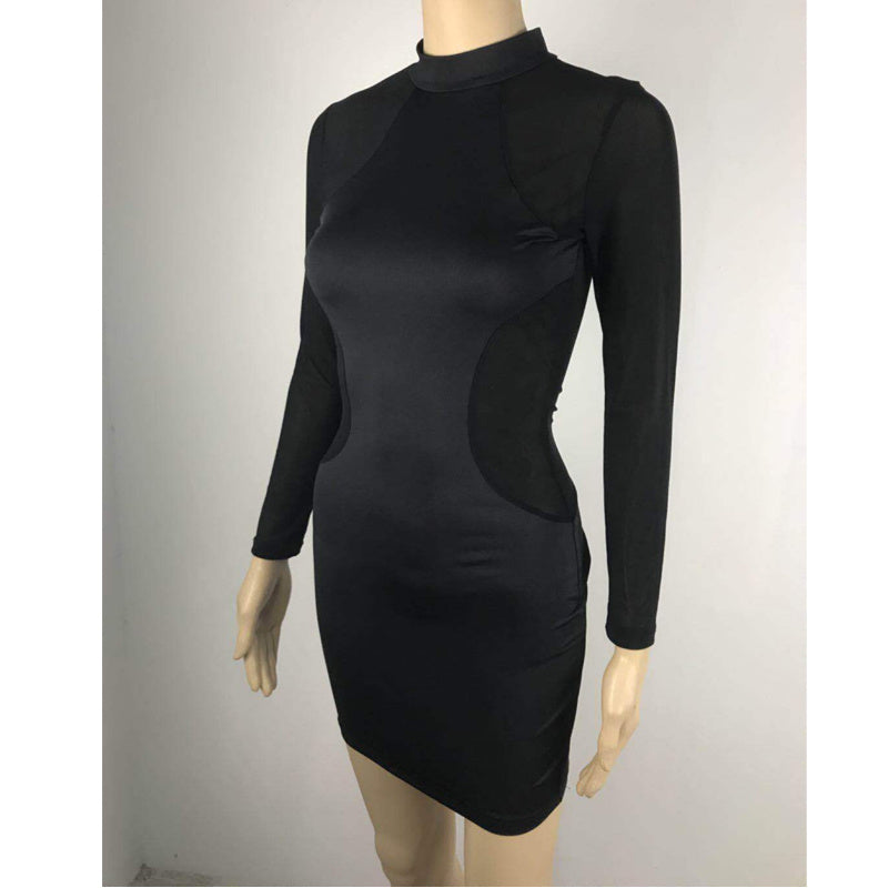 Fashion Style Long Sleeved Round Neck Mesh Stitching Dress - Lifestil. www.Lifestil.net
