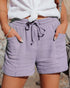 Lavender High-Rise Textured Cotton Shorts for Beachwear - Lifestil Boutique
