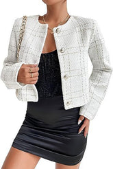 women’s plaid button jacket