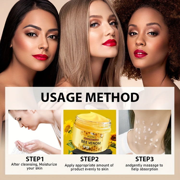 ROZINO Bee Venom Face & Neck Cream, 150g - Hypoallergenic, Moisturizing & Firming, Brightens Skin Tone, Smoothens Skin Texture, Anti-Wrinkle Skincare for Dry Skin, with Honey, Aloe Vera & Chamomile, for All Skin Types, Revita - Lifestil. www.Lifestil.net