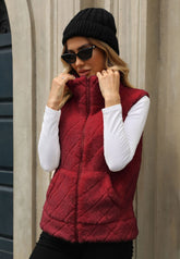 Cardigan Zipper Loose Diamond Lattice Coat Plush Vest