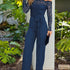 Navy Blue Lace Off-the-Shoulder Formal Jumpsuit - Lifestil Boutique