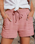 Dusty Rose Breathable Cotton-Linen Shorts for Vacation - Lifestil Boutique