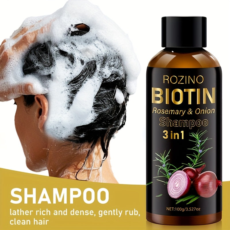 2pcs*100g Biotin Rosemary Onion Trio Shampoo & Conditioner Set, with Plant Keratin and Argan Oil Core Ingredients, Rich Lather for Easy Rinse, Removes Loose Dandruff, Strengthens Hair, Repairs Split Ends, Restores Dry/Damaged - Lifestil. www.Lifestil.net
