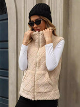 Cardigan Zipper Loose Diamond Lattice Coat Plush Vest
