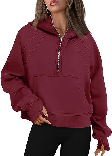 Zipper Hoodies Sweatshirts With Pocket Loose Sport Tops Long Sleeve Pullover Sweaters Winter Fall Outfits Women Clothing - Lifestil. www.Lifestil.net