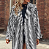 Elegant Suit Collar Long Hidden Hook Wool Coat Women