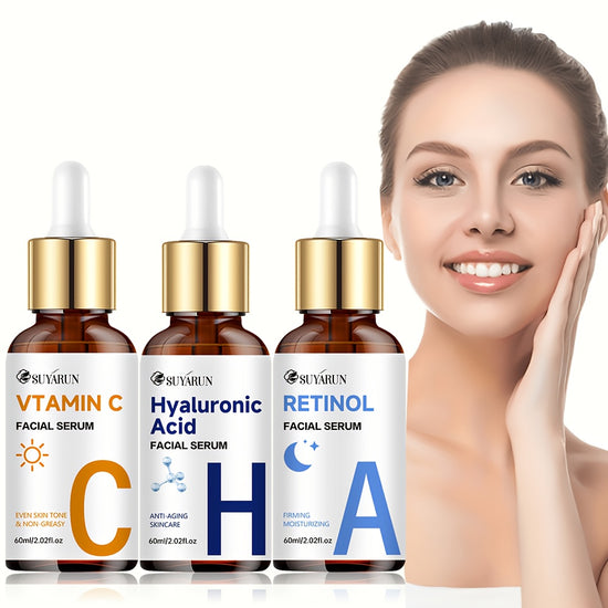 3-Pack Face Serum Set – Vitamin C, Hyaluronic Acid & Retinol