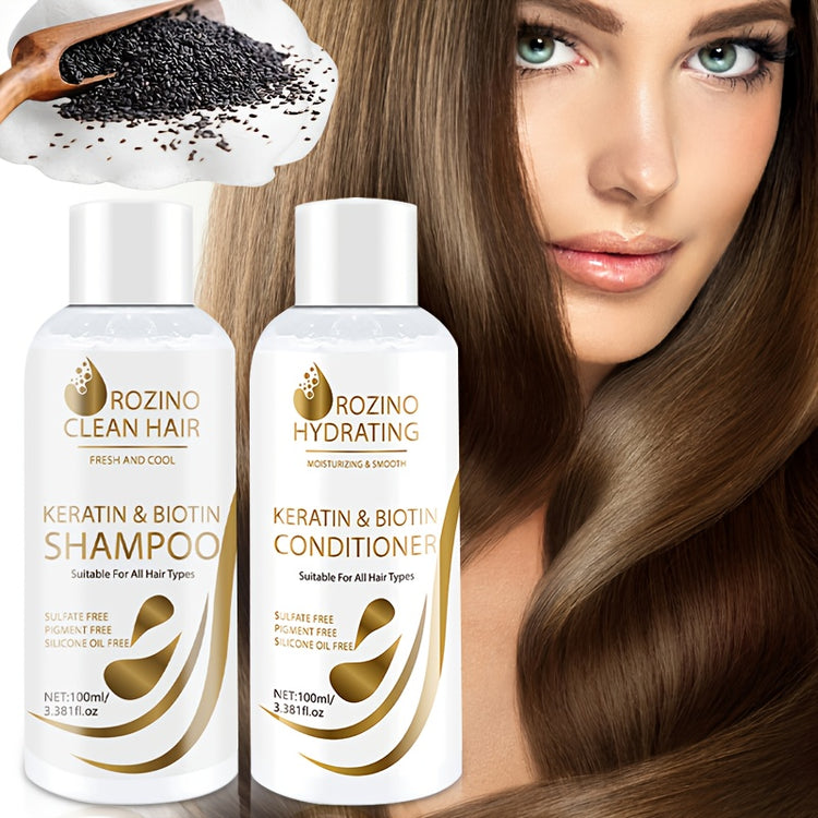 Instant & Protection for All Hair Types, Keratin & Biotin Volumizing Shampoo and Conditioner Set – Deep Nourishment, Smoothing, Strengthening Roots with Heat-Protective Keratin Essence, Healthy Hair Care - Lifestil. www.Lifestil.net