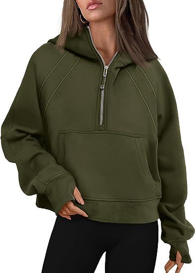 Zipper Hoodies Sweatshirts With Pocket Loose Sport Tops Long Sleeve Pullover Sweaters Winter Fall Outfits Women Clothing - Lifestil. www.Lifestil.net