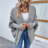 New Loose Knitted Sweater Solid Color Bat Sleeve Large Lapel Cardigan Autumn And Winter Fashion Jacket For Women Clothing - Lifestil. www.Lifestil.net