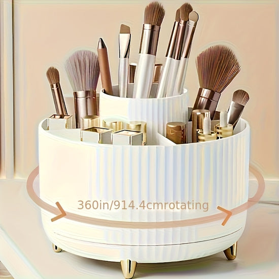 Stylish White Cosmetic Organizer that rotates 360 degrees