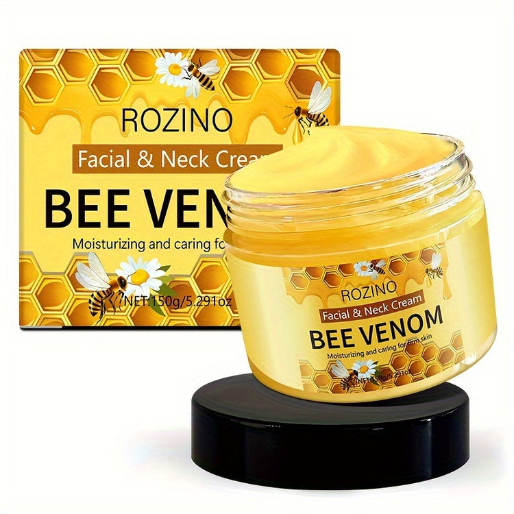 ROZINO Bee Venom Face & Neck Cream, 150g - Hypoallergenic, Moisturizing & Firming, Brightens Skin Tone, Smoothens Skin Texture, Anti-Wrinkle Skincare for Dry Skin, with Honey, Aloe Vera & Chamomile, for All Skin Types, Revita - Lifestil. www.Lifestil.net