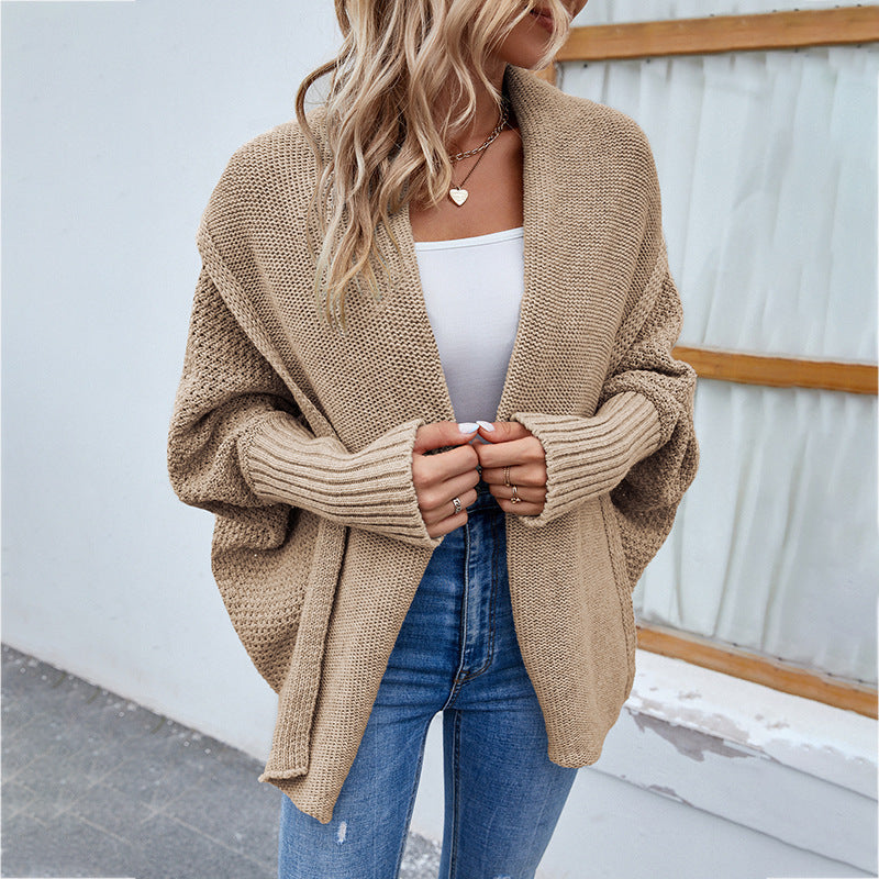 New Loose Knitted Sweater Solid Color Bat Sleeve Large Lapel Cardigan Autumn And Winter Fashion Jacket For Women Clothing - Lifestil. www.Lifestil.net