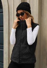 Cardigan Zipper Loose Diamond Lattice Coat Plush Vest