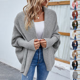 New Loose Knitted Sweater Solid Color Bat Sleeve Large Lapel Cardigan Autumn And Winter Fashion Jacket For Women Clothing - Lifestil. www.Lifestil.net