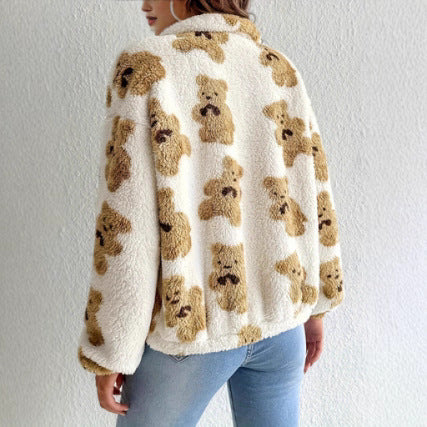 Fashion Style Bear Printed Furry Fleece - Lifestil. www.Lifestil.net