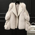 Elegant One-piece fur coat Long wool coat