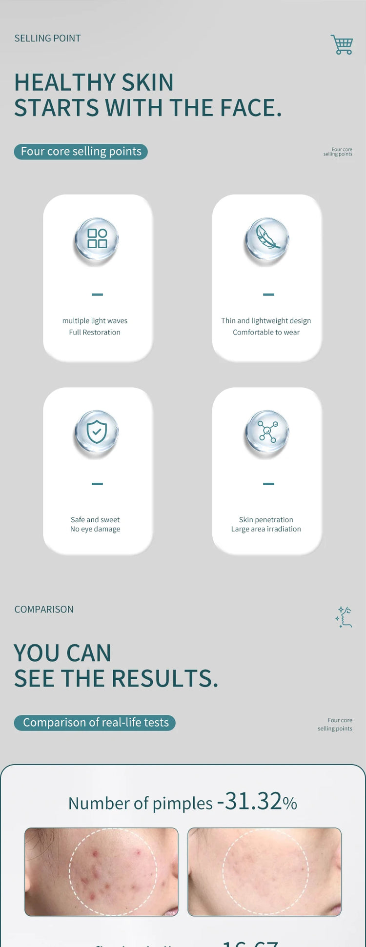 Professional Led Light Therapy Facial Mask Black Led Red - Lifestil. www.Lifestil.net