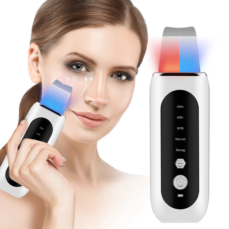 Ultrasonic Skin Scrubber 5 Modes LED Red Blue Light EMS - Lifestil. www.Lifestil.net