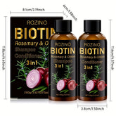 2pcs*100g Biotin Rosemary Onion Trio Shampoo & Conditioner Set, with Plant Keratin and Argan Oil Core Ingredients, Rich Lather for Easy Rinse, Removes Loose Dandruff, Strengthens Hair, Repairs Split Ends, Restores Dry/Damaged - Lifestil. www.Lifestil.net