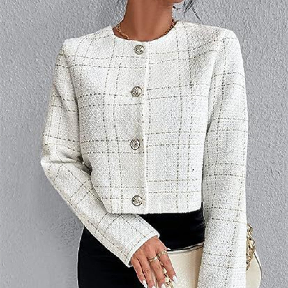 women’s plaid button jacket