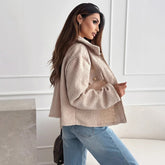 New Fashion Style Solid Color Polo Collar Tweed Coat Women - Lifestil. www.Lifestil.net