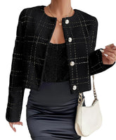 women’s plaid button jacket